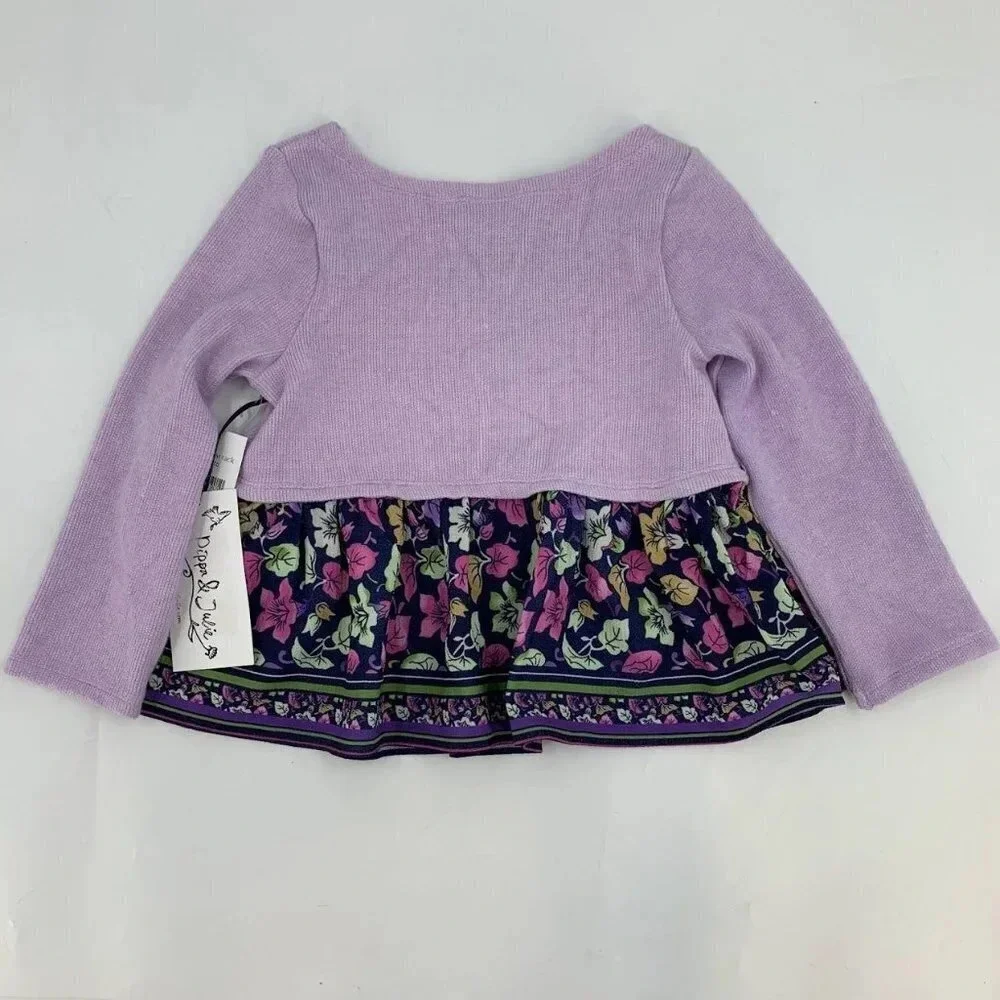 Pippa and Julie Kid's Long Sleeve Sweater Floral‎ Dress Size 5 NWT